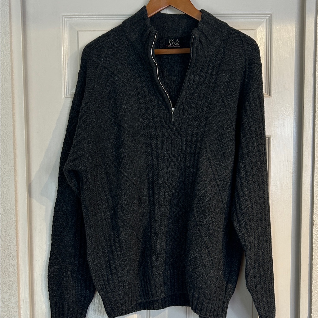 Joseph A Bank Cable Knit Lambswool Sweater